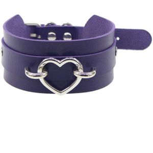 Faux leather heart choker ketting met een verstelbare gesp stud black goth kraag voor vrouwen chocker Gothic sieraden