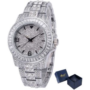 Luxe Bling Diamond Stenen Heren Horloge 18 K Gold Plated Ice Out Quartz Iced Horloges Voor Mannen Mannelijke waterdicht Horloge