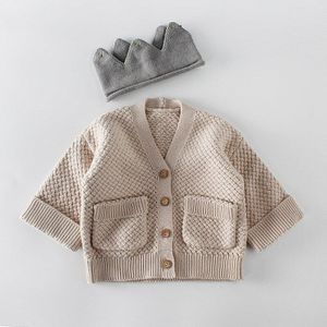 Baby Jongens Kleding Herfst Peuter Pasgeboren Kleding Casual Knit Button Pockets Lange Mouwen Trui Vest Jas Top Warme Bovenkleding