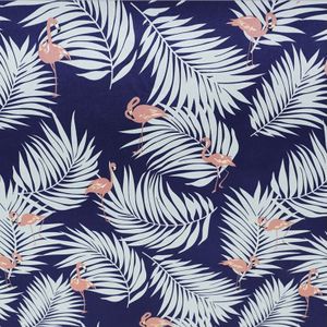 Flamingo Palm Leaf Print Stretch Satijnen Stof Voor Jurk Rok Tafelkleed Beddengoed Gordijn Kussen Patchwork Bekleding Diy Doek