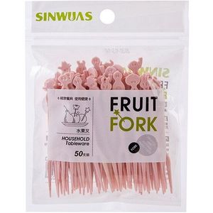 50 Stks/zak Thuis Leuke Fruit Vork Set Plastic Wegwerp Fruit Teken Thuis Taart Groente Salade Kleine Vork Keuken Servies Gereedschap