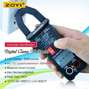ZOYI Digitale Stroomtang AC 600A Surge Inschakelstroom 4000 Telt True-RMS AC/DC Spanning NCV Weerstand auto Range Flash licht