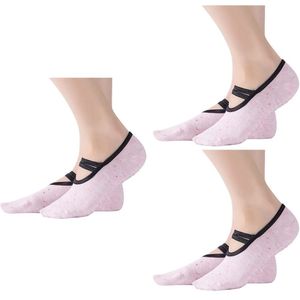 Yoga Sokken, 3 Pairs Non Slip Pilates Sokken Met Ballet Bandjes & Silicon Grips #4O03