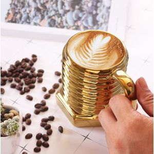 3D Schroef Vorm Keramische Koele Mok Koffie Mokken Porselein Mok Duurzaam Ontbijt Melk Water Cup Voor Home Office-zwart, goud