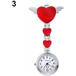 Vrouwelijke Draagbare Vrouwen Rvs Lady Leuke Liefde Hart Quartz Clip-on Fob Broche Klok Verpleegkundige Zakhorloge verpleegster Horloge