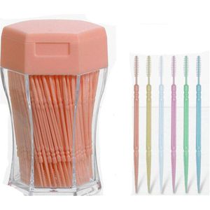 200 Stks/set Zacht Plastic Dubbele Kop Geborsteld Tandenstoker Oral Care 6.2 Cm