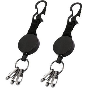 Retractable Key-Keten Badge Reel Sleutelhouder Ring Met Karabijnhaak, Stalen Kabel, Sleutelhanger Voor Werk, janitor 2Pcs