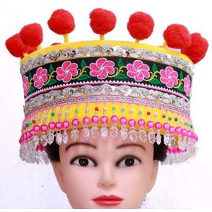 Volwassenen miao kleding hoed voor vrouwen minderheid hoed voor vrouwen chinese nationale hoofd slijtage festival dans hoed miao dans