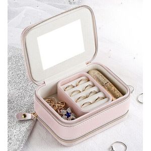 Lederen Sieraden Doos Organizer Ketting Armband Earring Case Houder Draagbare Reizen Sieraden Organisator Ornament Case