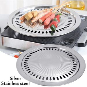 Barbecue Lade Cassette Oven Grill Pan Non-stick Ronde Draagbare Outdoor Indoor Bbq Rvs Pan Teppanyaki Accessoires