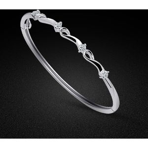 Minimalistische Vrouwen 925 Zilveren Armband-Nobele Sterling Zilver Zirkoon Hanger Bracelet-54mmX50mm Meisje Charm Sieraden Accessoire