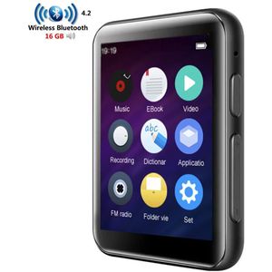MP4 Speler Bluetooth 16GB met 2.4 inch Full Touch Screen HiFi Lossless Metalen Muziekspeler Ingebouwde Luidspreker Ondersteuning FM /Recorder