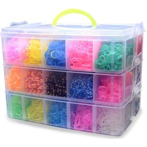 15000pcs Rainbow Rubber Band DIY Ambachtelijke Speelgoed met Weven Machine Elastische armband Kits Lint Gebreide Cijfers Bedels Art Craft