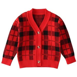 Gecontroleerd Trui Jas Kid Baby Jongens Meisjes Jassen Herfst Winter Plaid Print Sweatershirt Wollen Gebreide Outfits Baby Boy Meisje Kleding