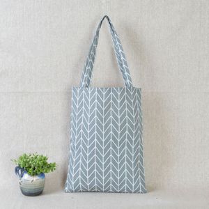 Mode Herbruikbare Katoenen Linnen Enkele Schoudertassen Vrouwen Shopping Canvas Tote Check Plaid Vrouwelijke Vlas Boodschappentassen