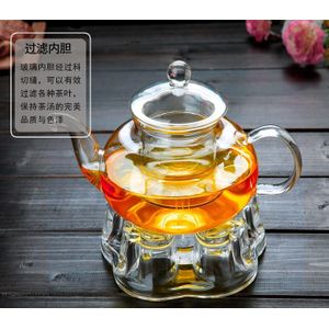 Glazen theepot 600 ml + een hartvorm warmer base thee set