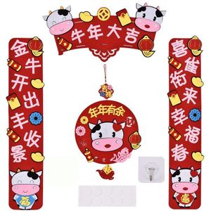 Jaar Chinese Coupletten Deur Banner Opknoping Teken Lente Festival Ornament Rode Muur Stickers Voor Home Party Deur decor