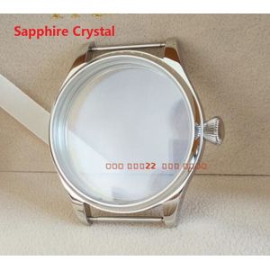 Sapphire crystal parnis 44MM 316L roestvrij stalen horloge case fit 6497/6498 Mechanische Hand Wind beweging 05A