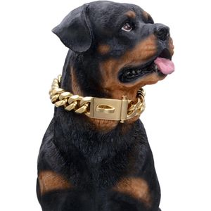 19Mm Gold Kraag Ketting Voor Hond Stong Rvs Metalen Links Slip Chain Training Kraag Voor Grote Rassen-Rottweiler