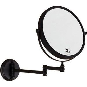 Badkamerspiegel Wandmontage 8 inch Messing 3X/1X Vergrootglas Spiegel Zwarte Olie Vouwen Make-upspiegel Cosmetische Spiegel Lady