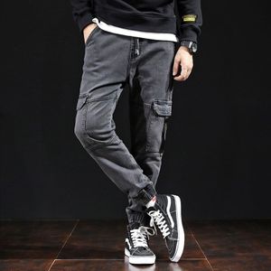 Mannen Jeans Loose Fit Harembroek Multi Pockets Denim Cargo Broek Hip Hop Cottom Mannen Streerwear Hip Pop Jeans