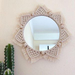 Macrame Muur Opknoping Spiegels Ins Nordic Muur Spiegels Hand-Made Wandtapijten Huis Veranda Spiegels Voor Thuis Make Bad kamer