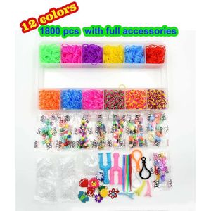 Kleurrijke Rubber Loom Bands Elastische Diy Set Doos Meisjes Weven Armband Tool Kit Kids Arts &amp; Crafts Speelgoed Voor kinderen