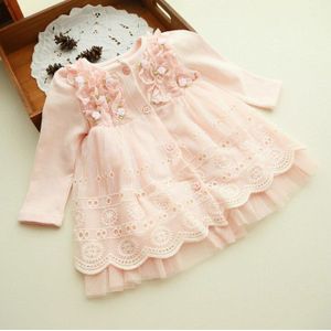 Lente En Herfst 0-2 Jaar Baby Kleding Bloemen Kant Mooie Prinses Pasgeboren Baby Tutu Jurk Baby Jurken vestido Infantil