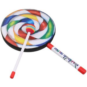 10Pcs 7.9 Inch Lollipop Vorm Drum Met Regenboog Kleur Mallet Muziek Ritme Instrumenten Kids Baby Kinderen Spelen Speelgoed