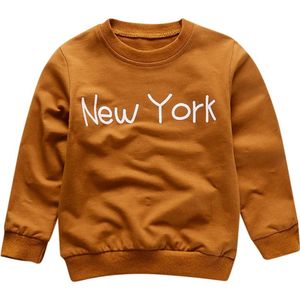 Herfst Winter Sweatshirt Peuter Kids Baby Meisje Jongen Brief York Lange Mouw Sweater Trui Tops Capuchon Voor Kinderen Kleding