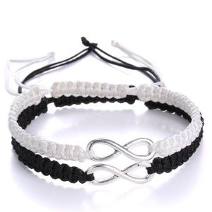 2 Stks/set Handgemaakte Touw Armband Zwart Wit Gevlochten String Armband Voor Vrouwen Mannen Liefhebbers Bff Braslet Paar Polsband Sieraden