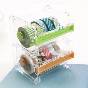 4 stks/partij Mini papier tape dispenser Twee type tand snijder houder Tafel organizer Briefpapier items Kantoor schoolbenodigdheden F071