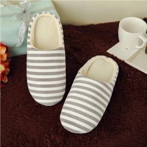 Vrouwen & Mannen Gestreepte Indoor Katoen Pantoffels Anti-Slip Winter Huis Schoenen Zachte Bodem Katoen Slippers Thuis slippers