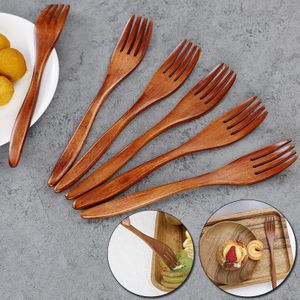 Natuurlijke Houten Bestek Milieuvriendelijke Houten Non-stick Vorken Koken Voedsel Fruit Salade Diner Bestek Vork Keuken Accessoires