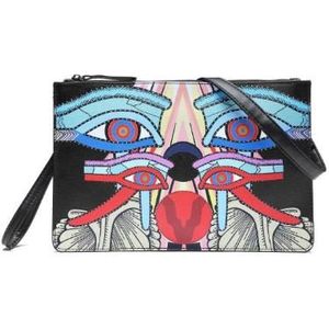 Planten Print Clutch Tassen Voor Vrouwen Persoonlijkheid Leer Contrast Kleur Straat Dame Pols Tas Paar Casual Ipad Tassen