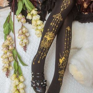 Lente En Zomer Japanse Lolita Sokken Panty Base Wit Zwart Vergulden Zijde Goud All-Match Meisje