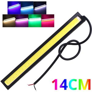 14Cm Auto Cob Drl Dagrijverlichting Strip Gloeilamp Auto Motorfiets Styling Ultra Heldere Drl Cob Rijden Fog Lamp rood Blauw Geel