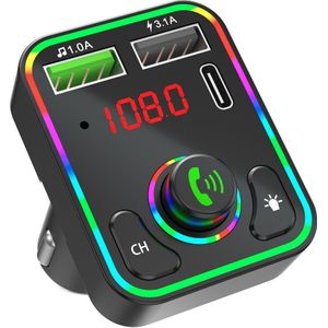 Auto Bluetooth Fm-zender F3 Kleurrijke Led Backlight Draadloze Fm Radio Adapter Handsfree MP3 Speler Pd + 3.1A usb Charger