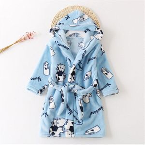 Kinderen Baby Badjassen Voor Meisjes Jongens, Peuter Winter Herfst Hooded Gewaden Flanellen Badjas Pyjama Nachtkleding Blauw Roze