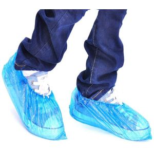 100Pcs Plastic Waterdicht Wegwerp Schoen Covers Regenachtige Dag Tapijt Floor Protector Dikke Reiniging Schoen Cover Blauw Overschoenen