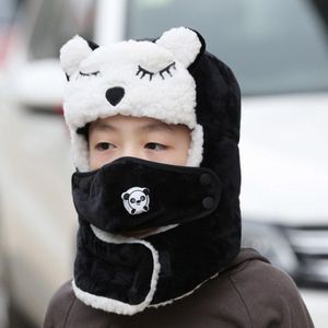 Kids Hats Sky Hats Kids Baby Boy Girl Winter Warm Plush Scarf Hats Earflap Beanie Hat Cap Cute BearToddler Kids
