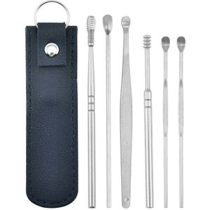 6/7 Stks/set Ear Wax Pickers Rvs Earpick Wax Remover Curette Oor Pick Schoner Oor Schoner Lepel Zorg oor Clean Tool