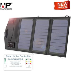 ALLPOWERS Solar Batterij Oplader Mobiele Power Bank 6000 mah Draagbare 5 v 15 w Dual USB Travel Outdoors Folding Camping zonnepaneel