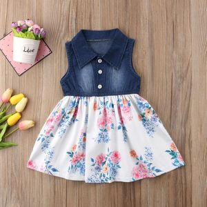 Gloednieuwe Peuter Baby Baby Meisje Kids Peuter Zomer Denim Jeans Tutu Korte Mini Jurk Mouwloze Sunsress Outfits 1-6 T