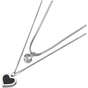 Lokaer Originele Trendy Acryl Hart Hanger Ketting Voor Vrouwen Rvs Cz Crystal Ketting Choker Ketting N20145