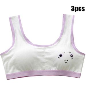 3 Pcs Leuke Cartoon Meisje Beha Zachte Katoenen Tiener Casual Training Bh Voor Studenten Tiener BM88