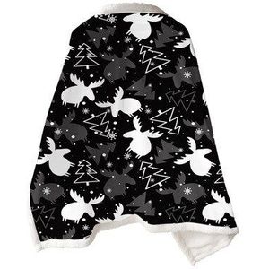 Kerst Gedrukt Vrouwen Poncho Dubbele Deken Mantel Luie Deken Multifunctionele Magic Gooi Deken Air Condirioning Dikke Sjaal