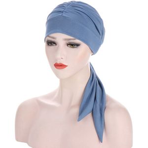 Moslim Tulband Hoed Voor Vrouwen Pre-Gebonden Chemo Mutsen Caps Bandana Hoofddoek Head Wrap Voor Kanker Haar Accessoires