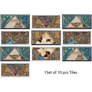 10 Stks/set Abstracte Kunst Patroon Tegels Muursticker Keuken Badkamer Kledingkast Interieur Glanzend Oppervlak Waterdicht Art Behang