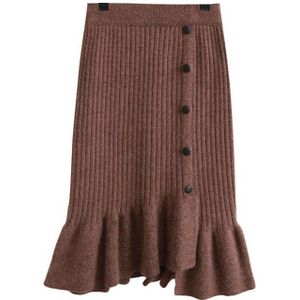 GIGOGOU Vintage Vrouwen Rokken Hoge Taille Elastische Band Gebreide Rok Onregelmatige Mermaid Dikke Warme Trui Rok Herfst Winter